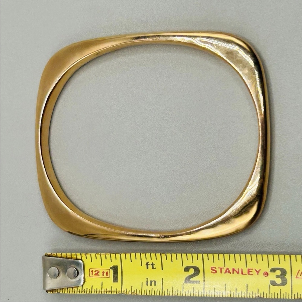 Pair of Square-ish Bronze MILOR Bangles from Italy: 1 Hollow, 1 Solid PeachyRose - Picture 11 of 16
